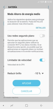 Pulsa APLICAR para activar la función.