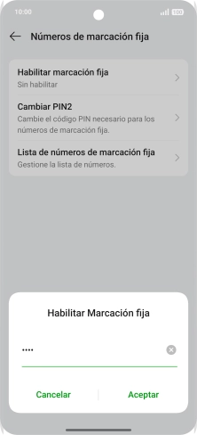 Introduce el código PIN2 y pulsa Aceptar.