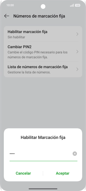Introduce el código PIN2 y pulsa Aceptar.
