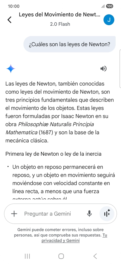 La transcripción de la conversación con Gemini Live aparece ahora en la pantalla.