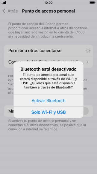 Si la función de wifi está activada, pulsa Solo Wi-Fi y USB.