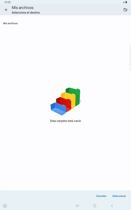 Si deseas crear una nueva carpeta, pulsa el icono de nueva carpeta y sigue las indicaciones de la pantalla para crearla. Si deseas crear una nueva carpeta, pulsa el icono de nueva carpeta y sigue las indicaciones de la pantalla para crearla.