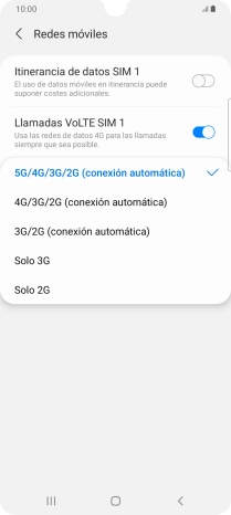 Pulsa el tipo de red deseado.