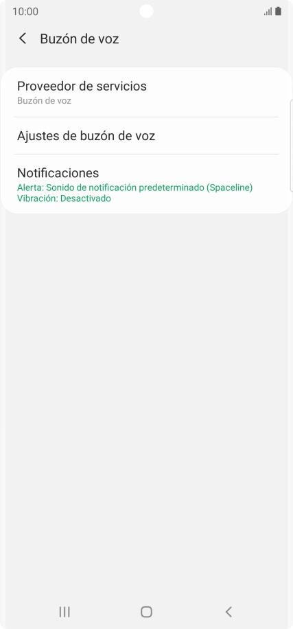 Pulsa Ajustes de buzón de voz.