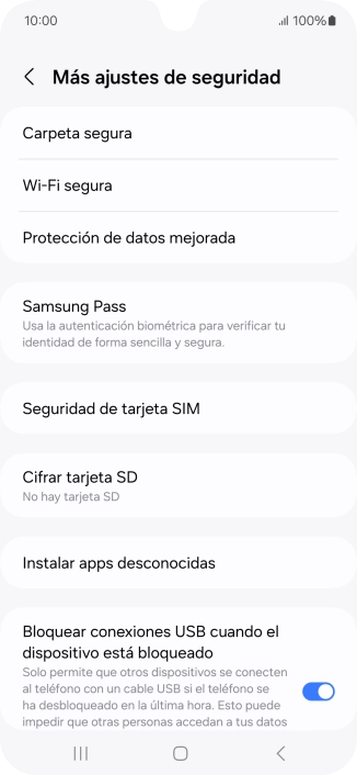 Pulsa Seguridad de tarjeta SIM.