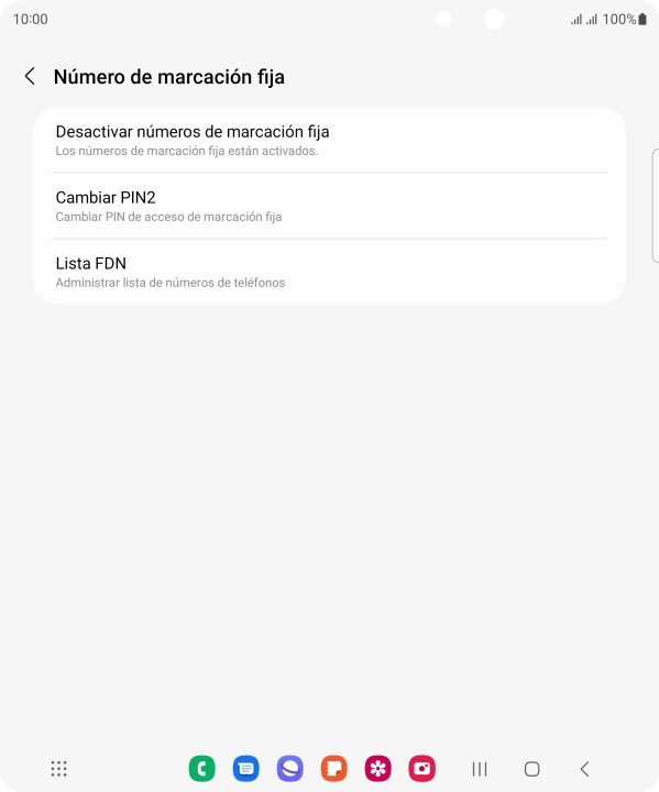 Pulsa Desactivar números de marcación fija.