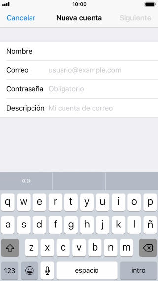 Pulsa Correo e introduce tu dirección de correo electrónico.