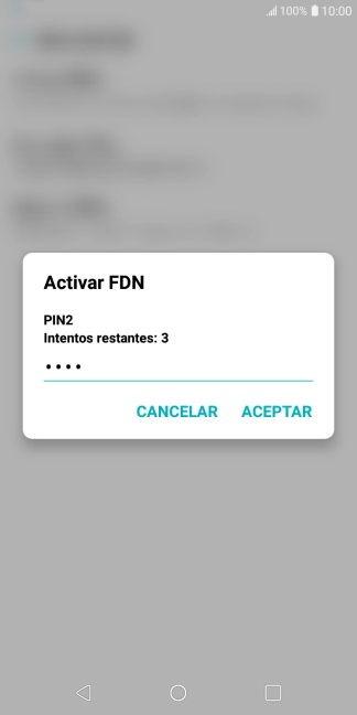 Introduce el código PIN2 y pulsa ACEPTAR.