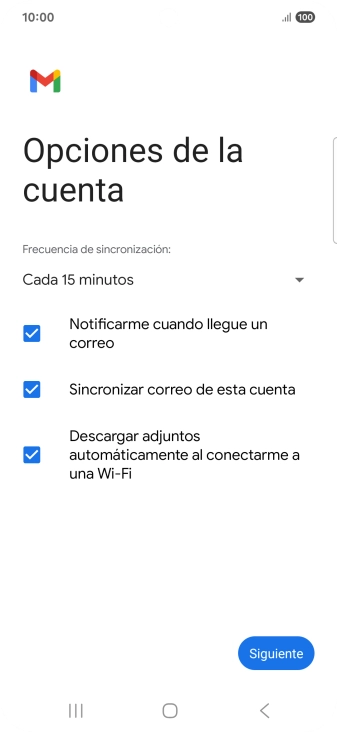 Si aparece en la pantalla esta imagen, tu cuenta de correo electrónico ha sido reconocida y configurada automáticamente. Sigue las indicaciones de la pantalla para introducir más información y terminar la configuración.