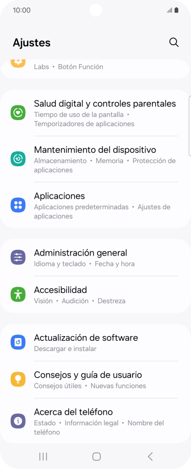 Pulsa Administración general.