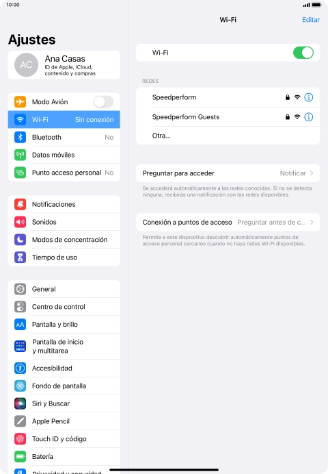 Pulsa la red wifi deseada e introduce la contraseña de esta red.