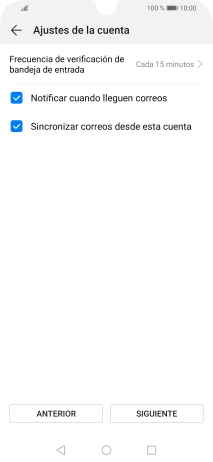 Pulsa Frecuencia de verificación de bandeja de entrada. Pulsa Frecuencia de verificación de bandeja de entrada.