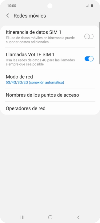 Pulsa Modo de red.
