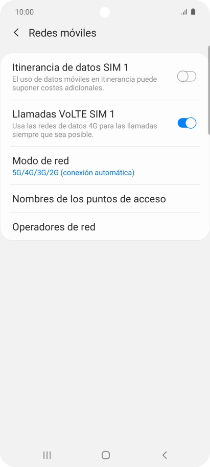Pulsa Modo de red.