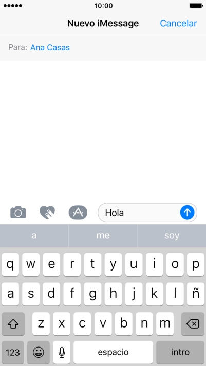 Pulsa el icono de adhesivos y sigue las indicaciones de la pantalla para añadir un adhesivo al iMessage.