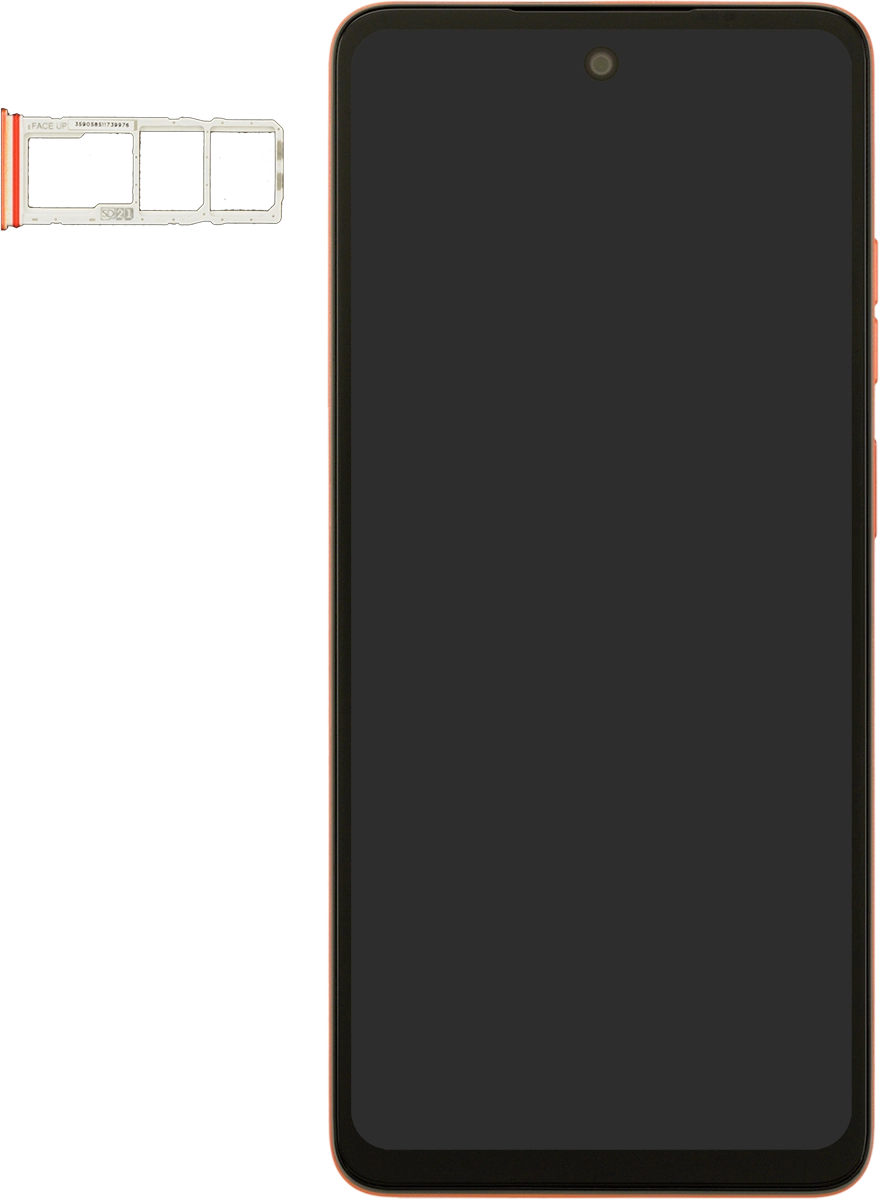 Gira la tarjeta SIM siguiendo la ilustración de su contenedor y colócala en el contenedor.