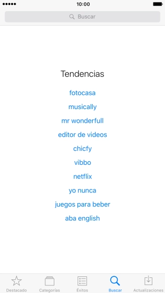 Pulsa en el campo de búsqueda e introduce el nombre o el tema de la app deseada.