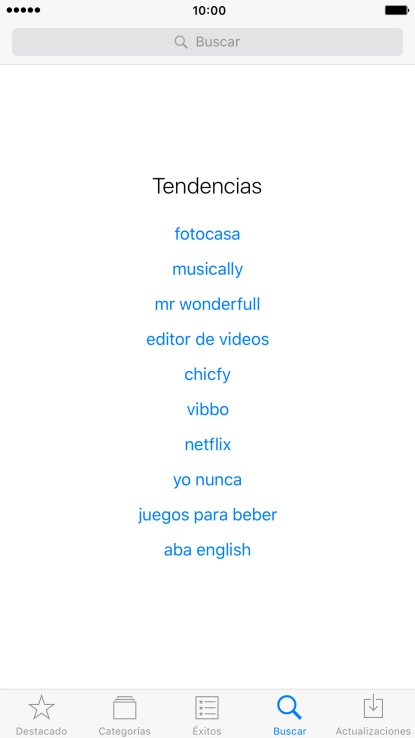 Pulsa en el campo de búsqueda e introduce el nombre o el tema de la app deseada.