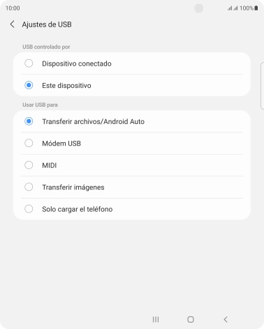 Pulsa Transferir archivos/Android Auto. Pulsa Transferir archivos/Android Auto.