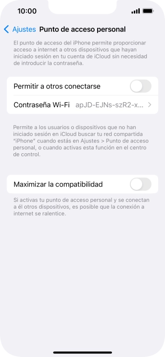 Pulsa Contraseña Wi-Fi e introduce una contraseña.