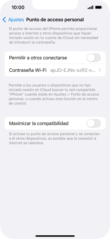 Pulsa Contraseña Wi-Fi e introduce una contraseña.