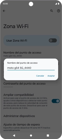 Introduce el nombre deseado de la conexión wifi y pulsa Aceptar.