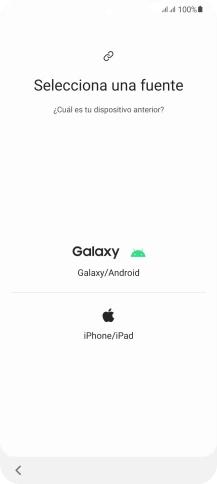 Pulsa el ajuste deseado y sigue las instrucciones de la pantalla para transferir el contenido del otro teléfono.