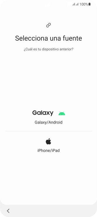 Pulsa el ajuste deseado y sigue las instrucciones de la pantalla para transferir el contenido del otro teléfono.