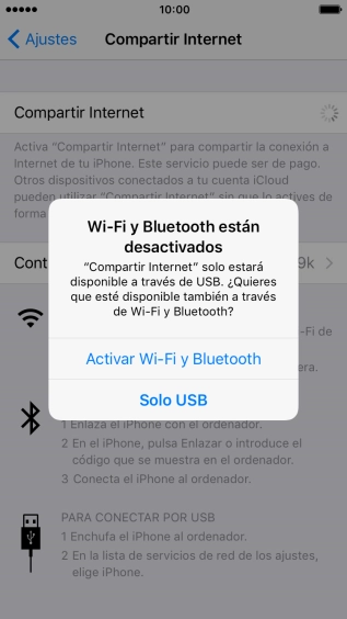 Pulsa Activar Wi-Fi y Bluetooth.