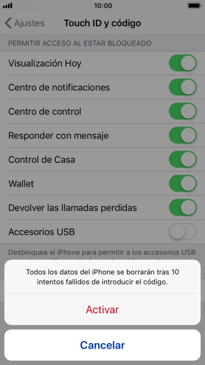 Si activas la función, pulsa Activar.