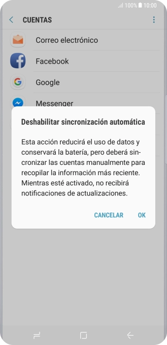 Pulsa OK para desactivar la función.