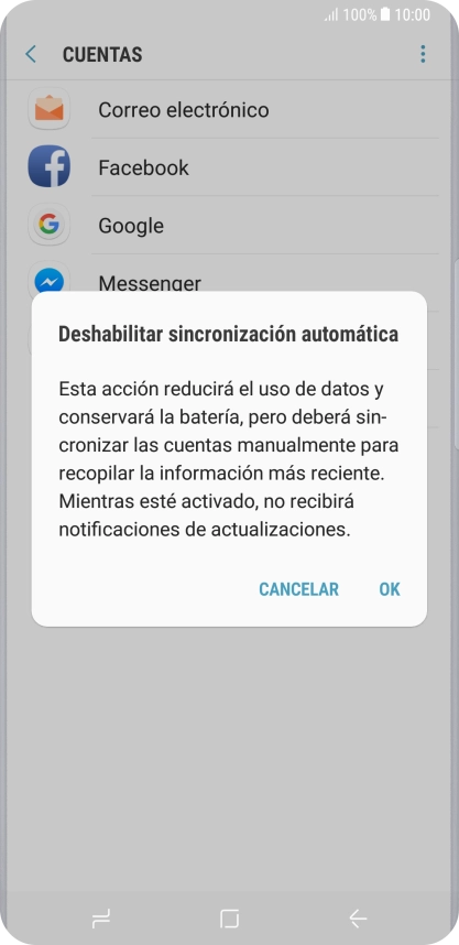 Pulsa OK para desactivar la función.