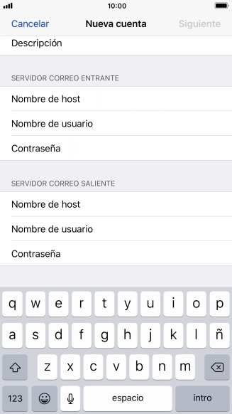 Pulsa Nombre de host e introduce smtp.vodafone.es. Pulsa Nombre de host e introduce smtp.vodafone.es.