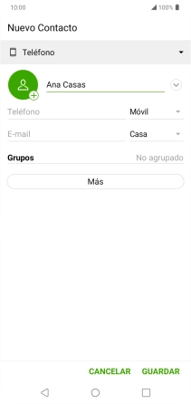 Pulsa Teléfono e introduce el número de teléfono deseado.