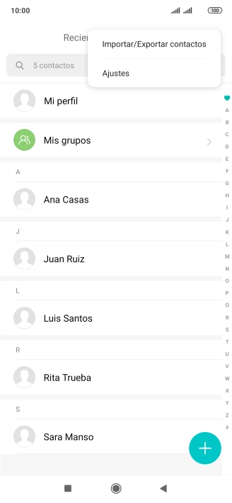 Pulsa Importar/Exportar contactos. Pulsa Importar/Exportar contactos.