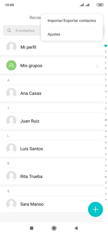 Pulsa Importar/Exportar contactos. Pulsa Importar/Exportar contactos.