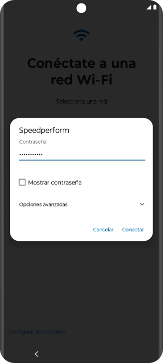 Introduce la contraseña de la red wifi y pulsa Conectar.