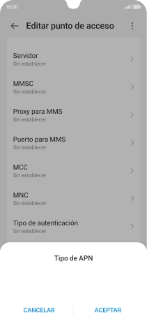 Pulsa ACEPTAR e introduce default.