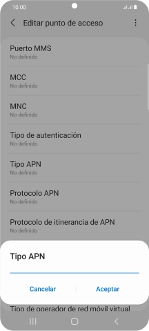 Introduce default y pulsa Aceptar.