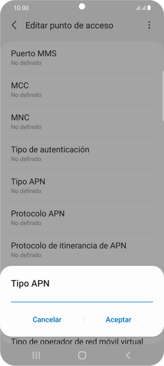 Introduce default y pulsa Aceptar.