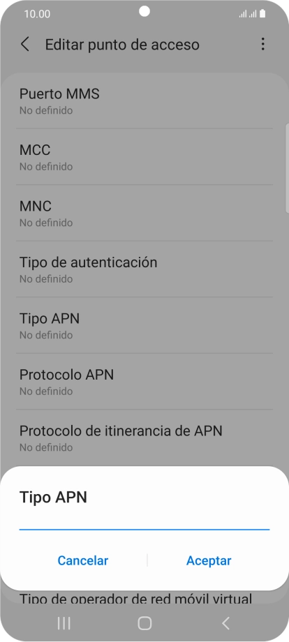 Introduce default y pulsa Aceptar.