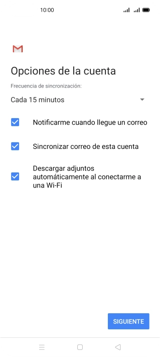 Si aparece en la pantalla esta imagen, tu cuenta de correo electrónico ha sido reconocida y configurada automáticamente. Sigue las indicaciones de la pantalla para introducir más información y terminar la configuración.