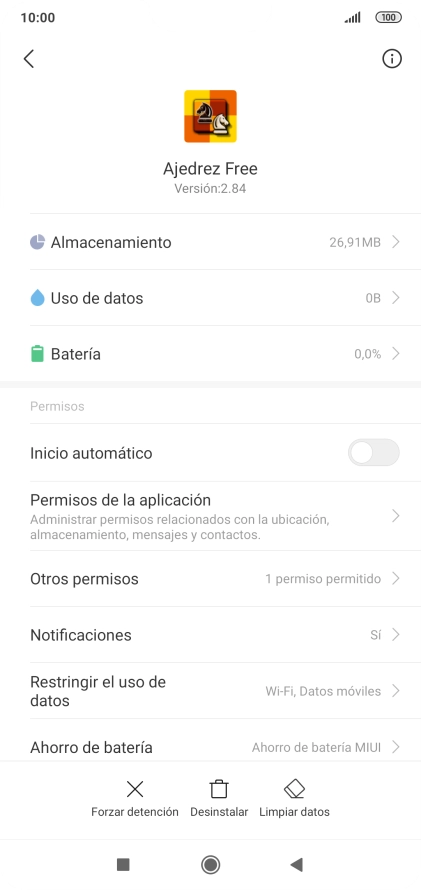 Pulsa Almacenamiento.