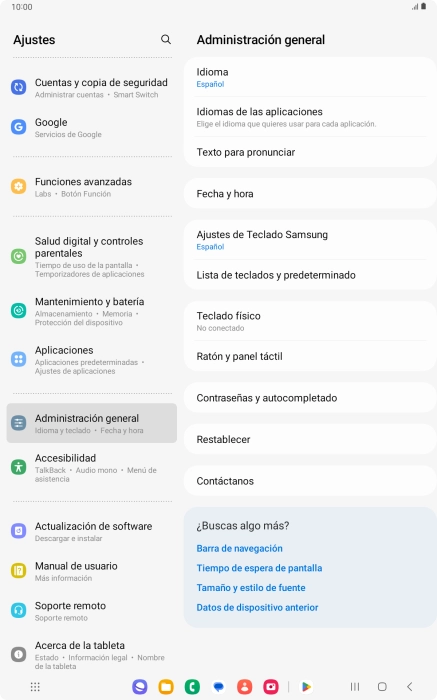 Pulsa Administración general.