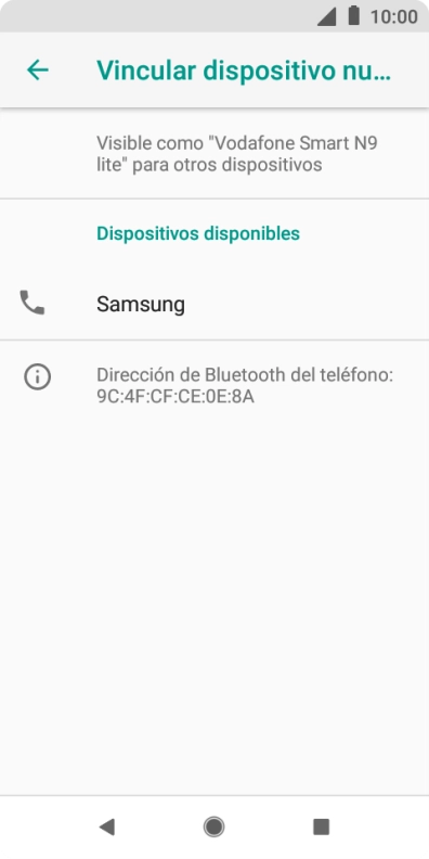 Pulsa el dispositivo Bluetooth deseado y sigue las indicaciones de la pantalla para vincular el dispositivo al teléfono.