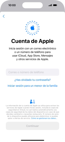 Pulsa Correo o número de teléfono e introduce el nombre de usuario de tu ID de Apple.