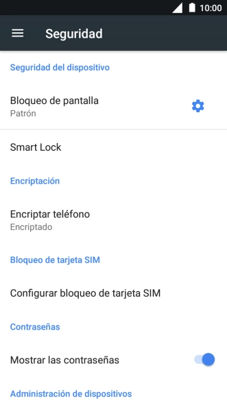 Pulsa Bloqueo de pantalla e introduce el código de seguridad actual.