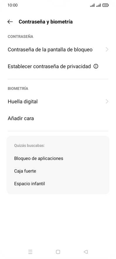 Pulsa Huella digital e introduce el código de seguridad extra que has creado anteriormente.