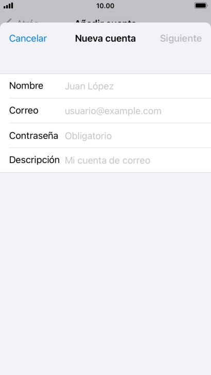 Pulsa Nombre e introduce el nombre del remitente.