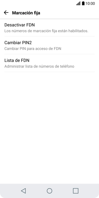 Pulsa Desactivar FDN.